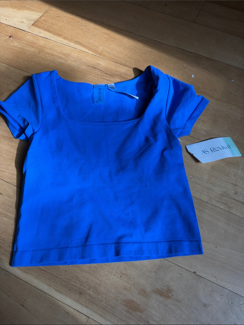 AS Revival Square Neck Short Sleeve Tee in Bright Blue